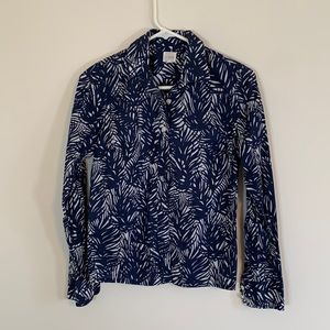 Blue Palm Print Blouse